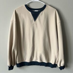Womens Cream and Navy Sweatshirt